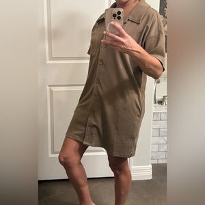 Casual Women's Tan Button Down Shirt